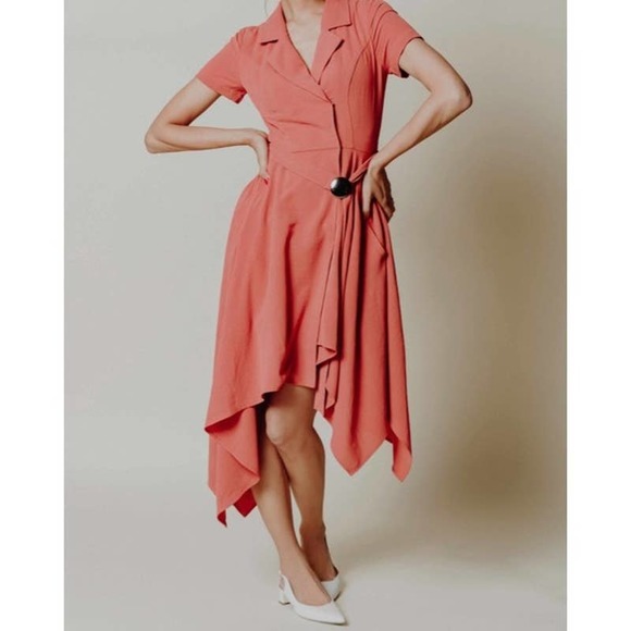 J.O.A. Dresses & Skirts - Chriselle J.O.A. Asymmetrical Midi Dress Pink XL